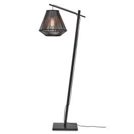 Okazja Good&Mojo Bamboe LED Staande Lamp Merapi | 1X E27 Max 60W | Black