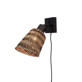 Good&Mojo Bamboe LED Wandlamp Java | 1X E27 Max 60W | Natural/Black Premium