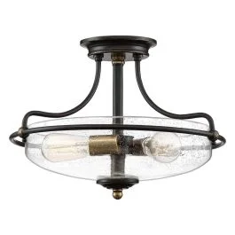 Sprawdź teraz Quoizel LED Plafondlamp Griffin | 3X E27 Max 60W | Dimbaar | Palladian Bronze with Weathered Brass Accents