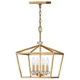 Obniżka ceny Hinkley LED Hanglamp Stinson | 4X E14 Max 60W | Dimbaar | Distressed Brass