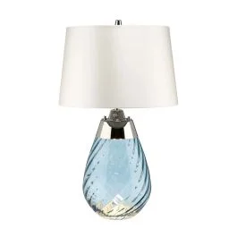 Hit cenowy Elstead Lighting LED Tafellamp Lena - Blue | E27 60W 3000K 620Lm 830 | Blue-tinted Glass / Off-White Shade
