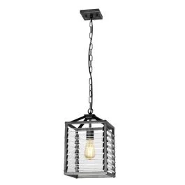 Oferta Elstead Lighting LED Hanglamp Louvre | 1X E27 Max 60W | Dimbaar | Painted Gunmetal