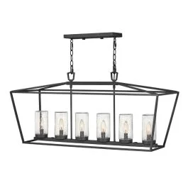 Zniżka Hinkley LED Buiten Hanglamp Alford Place | 6X E14 Max 40W | IP44 | Dimbaar | Museum Black