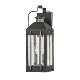 Zniżka Hinkley LED Wand Buitenlamp Fitzgerald | 2X E14 Max 40W | IP44 | Dimbaar | Textured Black with Burnished Bronze