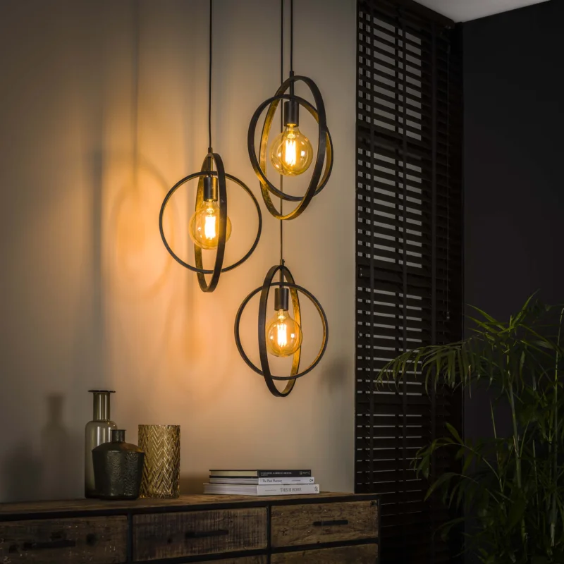 Okazja Hanglamp Turn Around Getrapt – 3 lampen – Charcoal