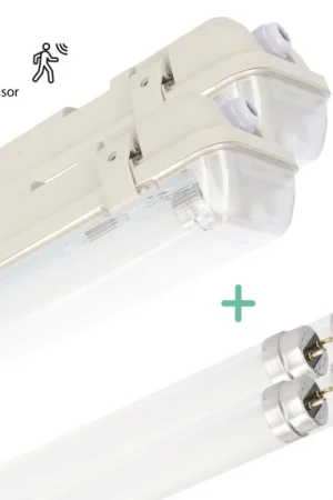 2 PACK - LED's Light LED TL Armatuur licht balk met sensor - incl Dubbele buis 2x14W 120cm 4000K Bewegingssensor en nachtsensor - Waterdicht - 150lm/w Łatwy zwrot
