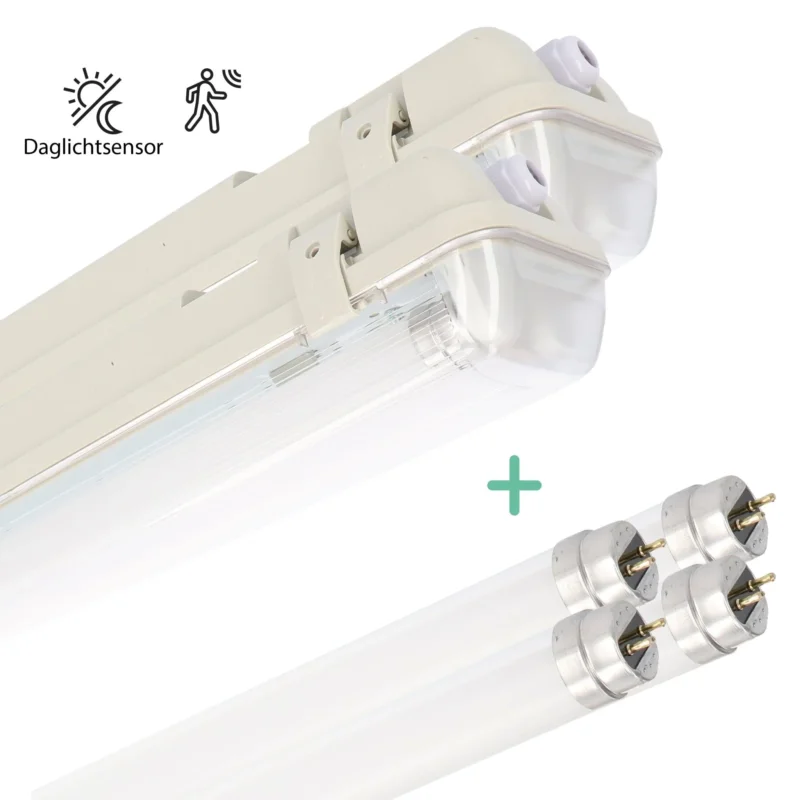 2 PACK - LED's Light LED TL Armatuur licht balk met sensor - incl Dubbele buis 2x14W 120cm 4000K Bewegingssensor en nachtsensor - Waterdicht - 150lm/w Łatwy zwrot