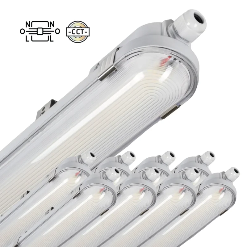 9 PACK - LED's Light pro Koppelbaar CCT/Power select TL armatuur met Strip - 180lm/w 39W 150cm 7020lm 3000K/4000K/6500K - IP65 IK08 Premium
